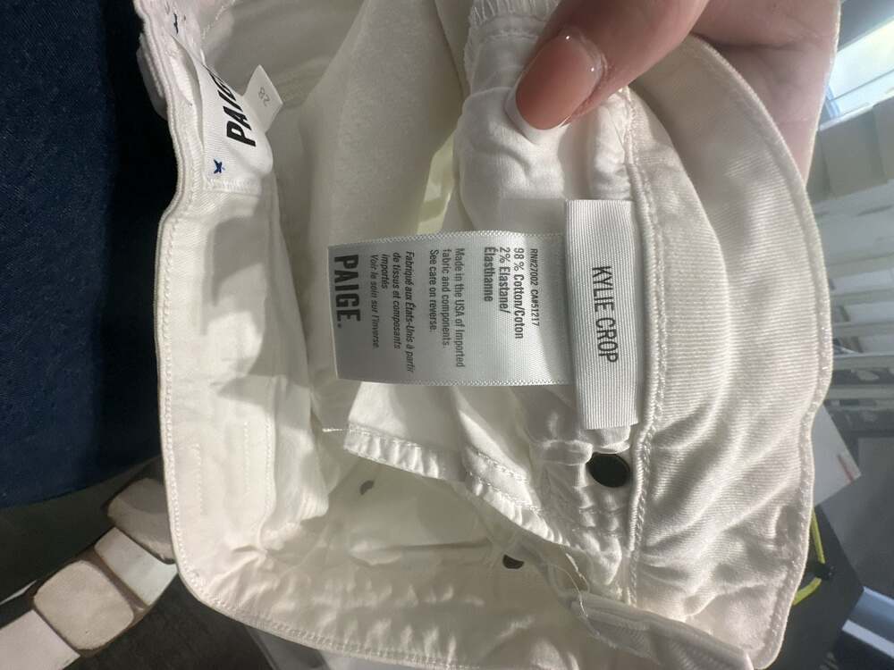 Paige Kylie Crop White Raw Hem Jeans #731 View 4